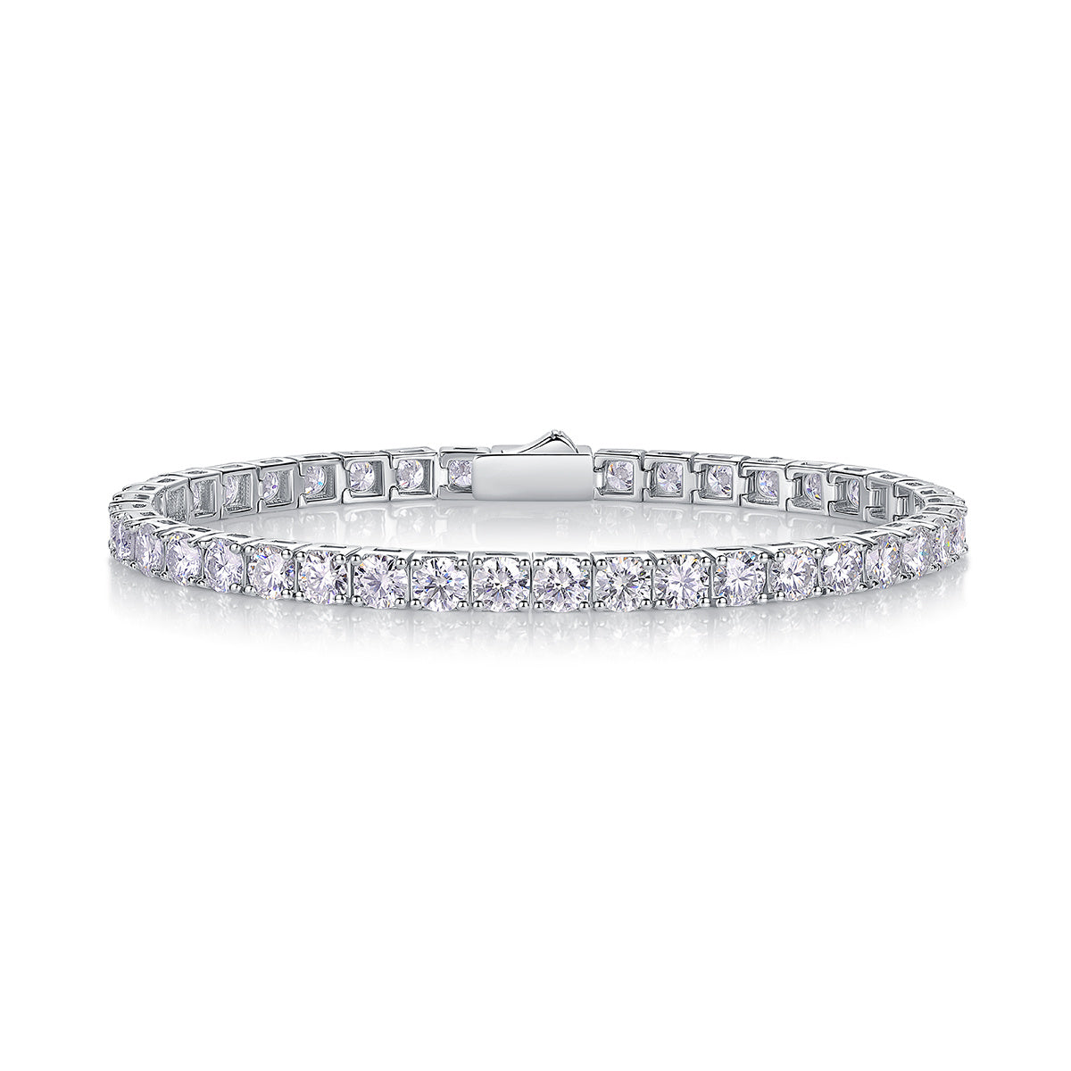 Goldz.vip - Silver Tennis Bracelet with Moissanite Gemstones - United States Seller - Dripped out Ice - Dances Rainbow Colors