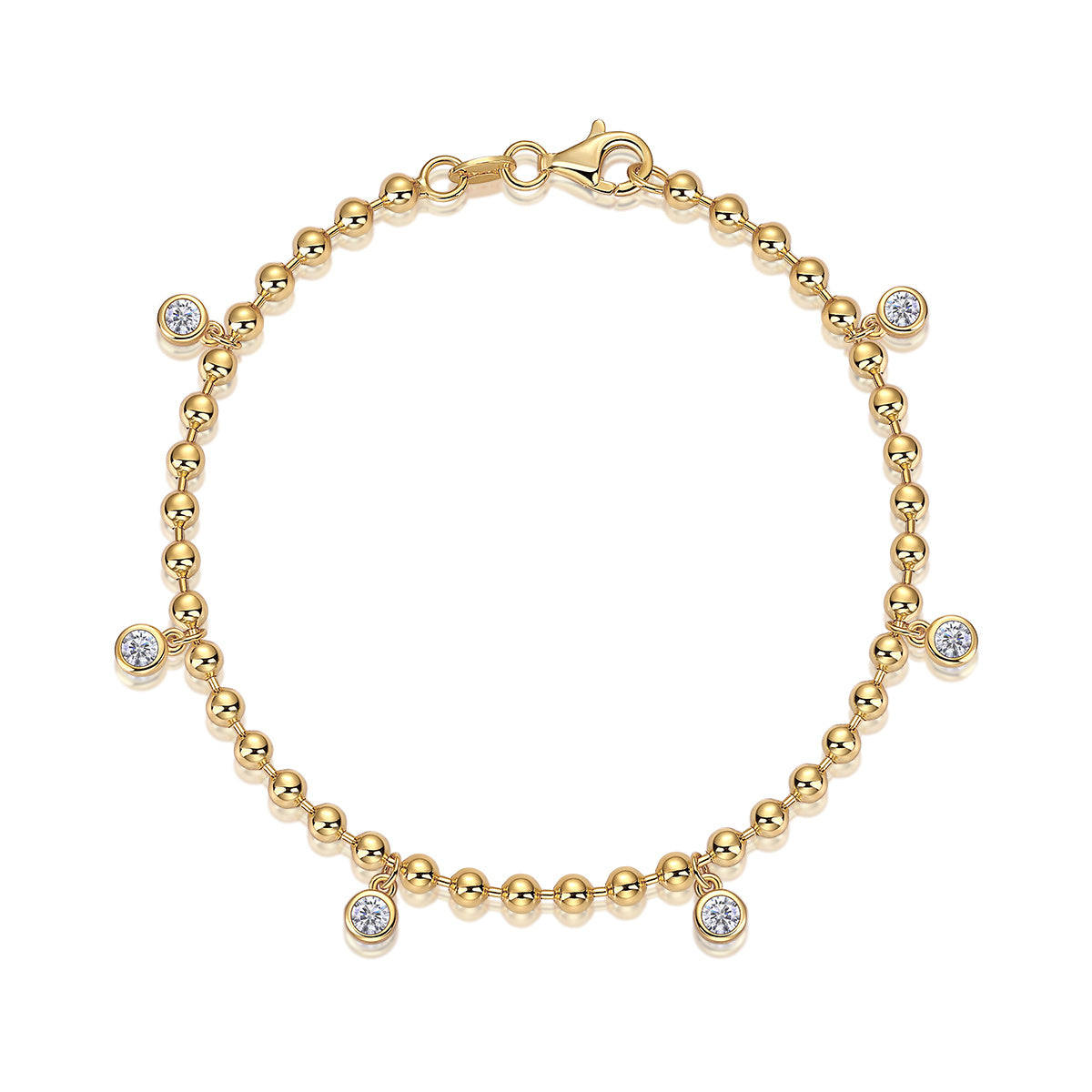 S925 Silver Bracelet Gold Plated with Moissanite Diamond
