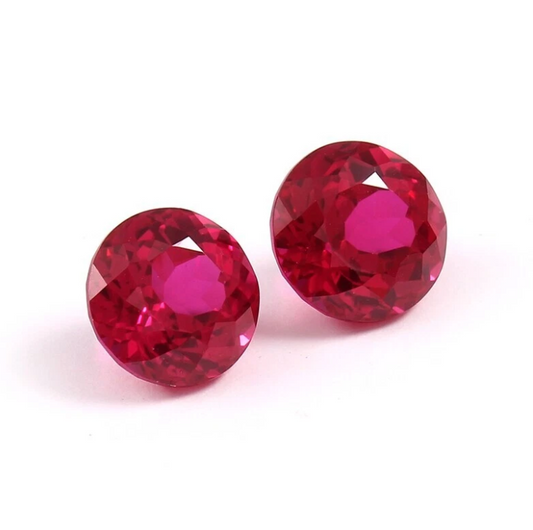 5.80 Ct Pair of 9 mm Natural Red Ruby Round Cut Loose Gemstones Certified R4