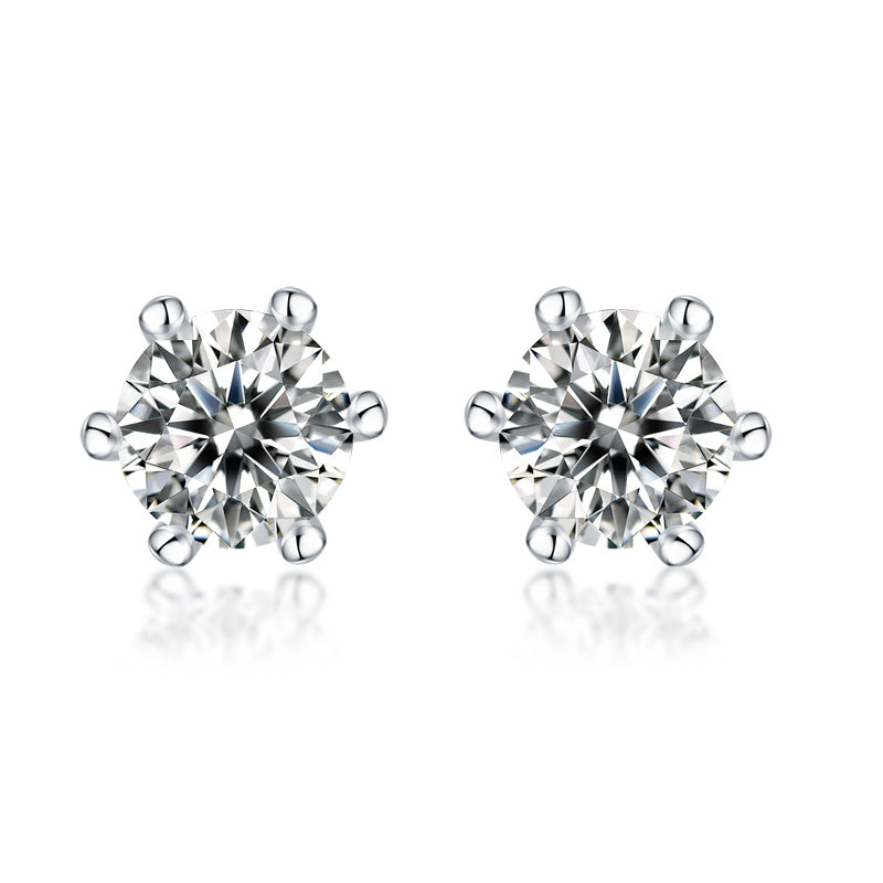 United States Seller - Moissanite Diamond Stud Earrings Pair Silver - Goldz.vip