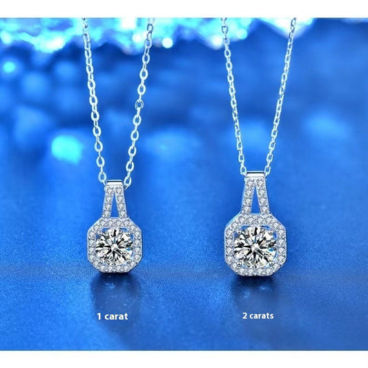 Moissanite Silver Necklace For Women All-match