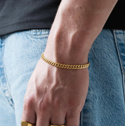 Cuban link bracelet silver color curb miami