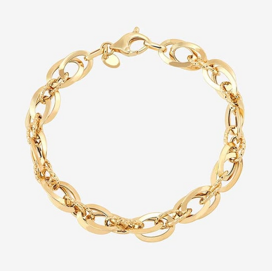 14K Yellow Gold Interlocking Link Bracelet Rio