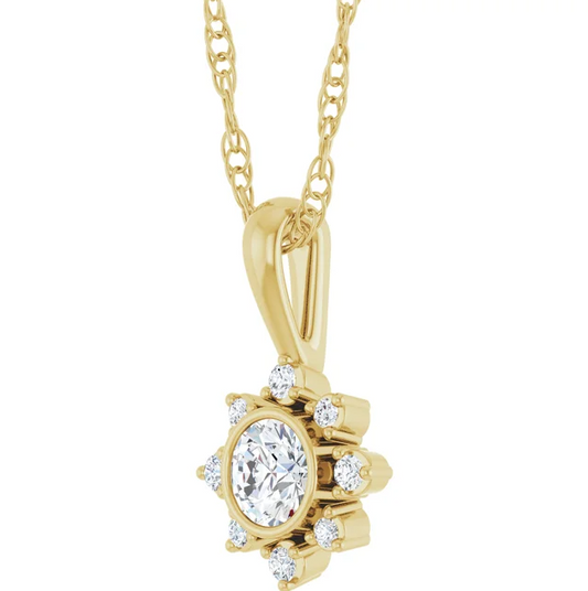 14K Yellow Gold 1/5 CTW Natural Diamond Pendant. STU