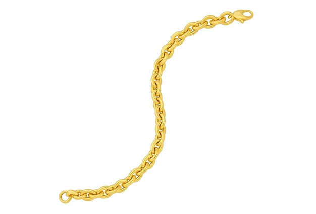 14K Yellow Gold Mirror Rolo Link Chain Bracelet (7.30 mm) RC
