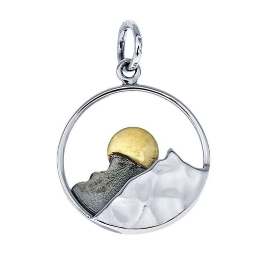 Sterling Silver Moonrise Over Mountains Pendant Rio