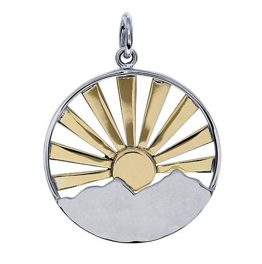 Sterling Silver Bronze Sunrise Over Mountain Pendant Rio