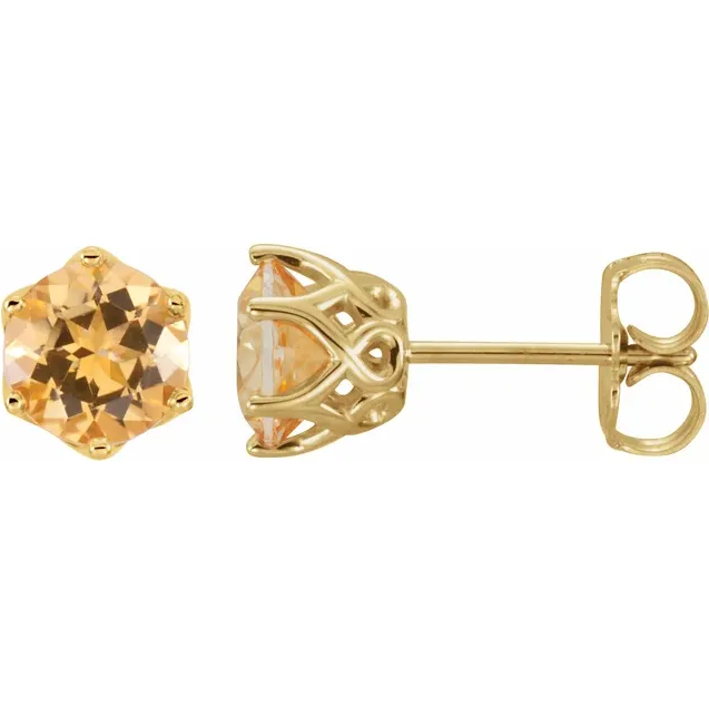 14K Yellow Gold Natural Citrine Earrings STU