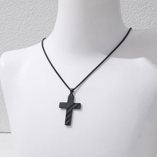 American Flag Cross Necklace Pendant Men's Stainless Steel Necklace