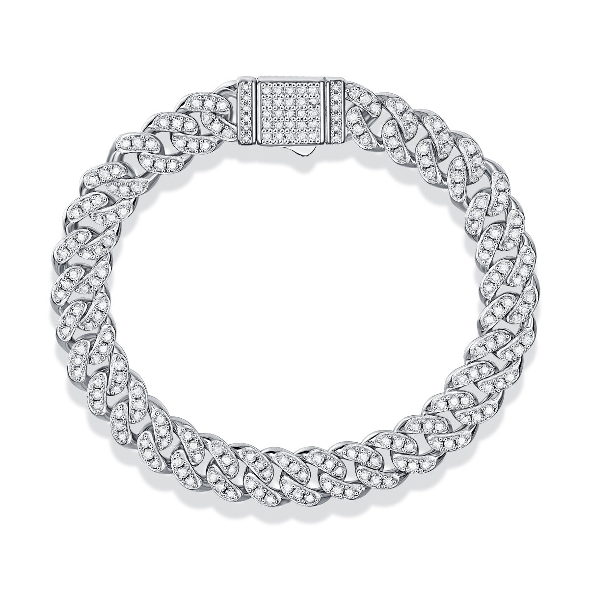 Goldz.vip - Silver Bracelet with Moissanite Gemstones - Sparkles Fire Rainbow Colors and will PASS a Diamond Tester