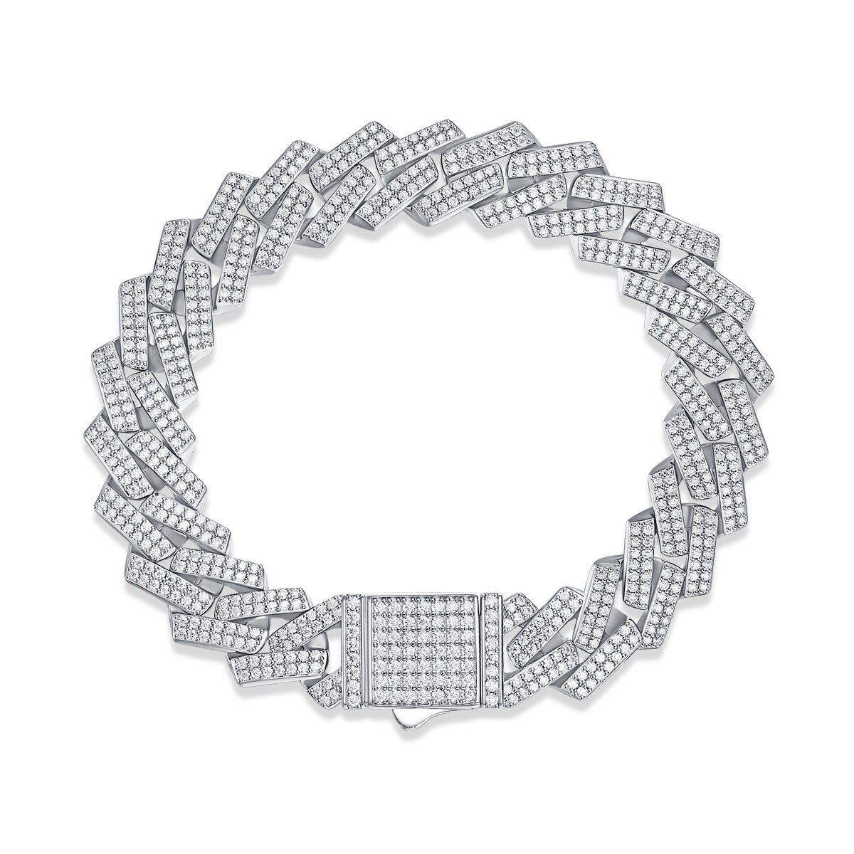 Miami Link Bracelet with Moissanite Diamonds , Silver , USA Seller , Quality Jewelry at an affordable deal at Goldz.vip