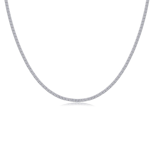 Ships from the USA - Goldz.vip - Tennis Necklace Silver inlaid with Moissanite Diamonds inlaid