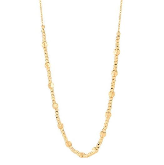 14K Yellow Gold Cube and Beaded Station Chain Necklace Rio