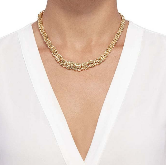 14K Yellow Gold Graduated Byzantine Chain Necklace Rio