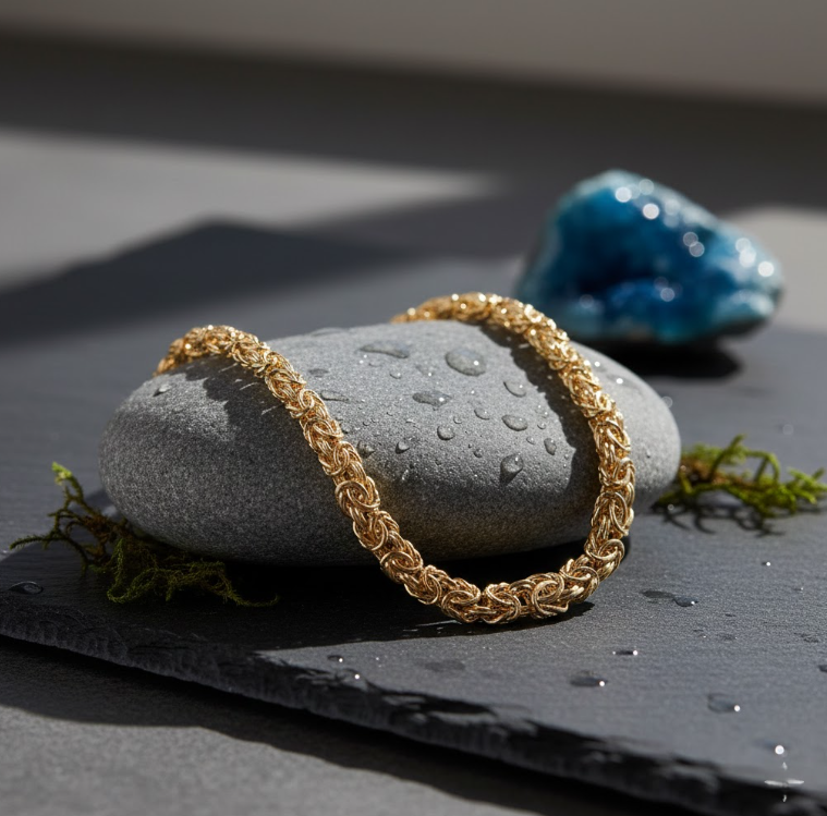 14K Yellow Gold Graduated Byzantine Chain Necklace Rio