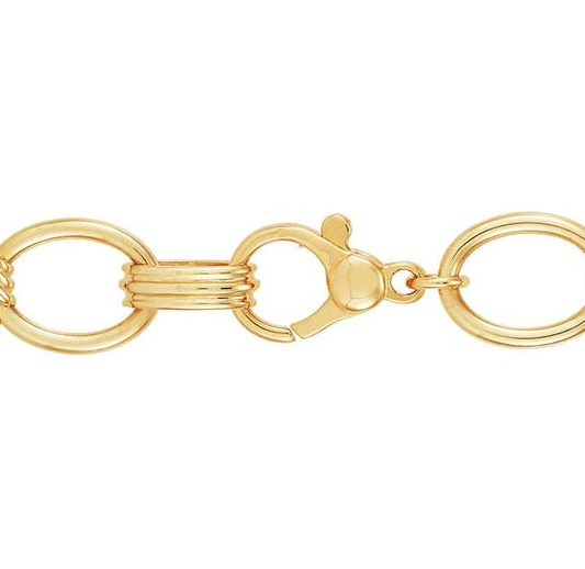 14K Yellow Gold Oval Link Station Necklace Rio