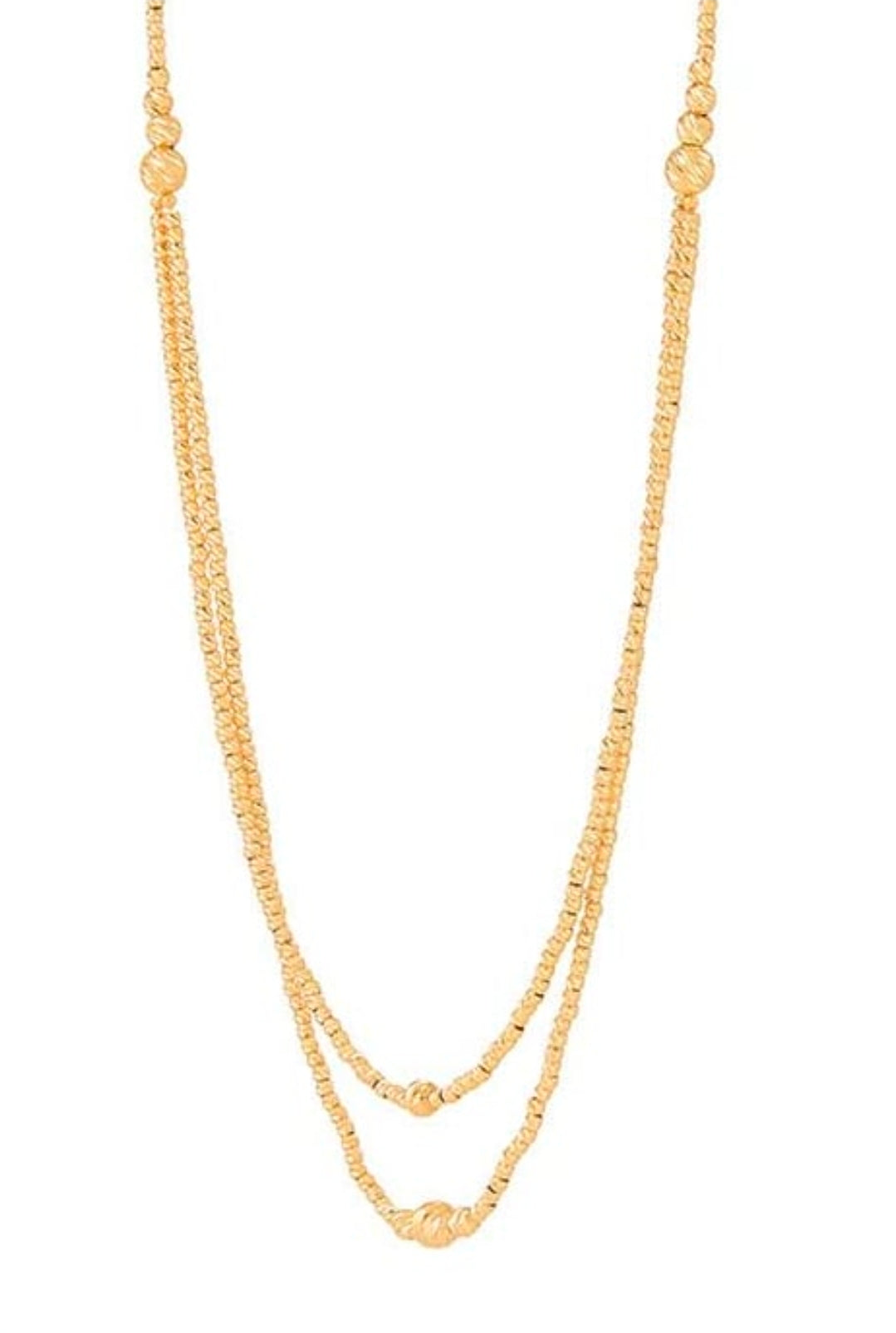 14K Yellow Gold Double Layer Beaded Rio Chain Necklace