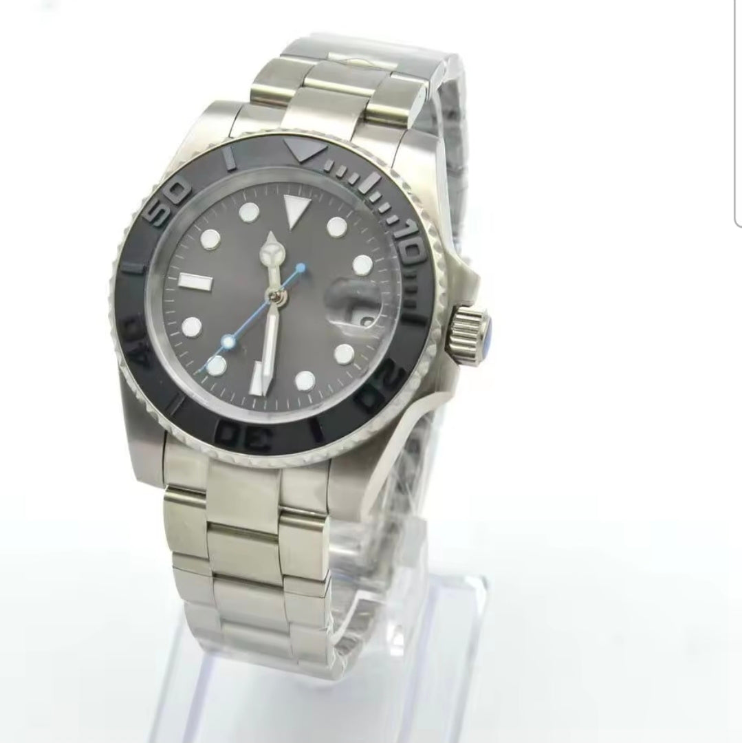 Minimalist Sterile Dial Automatic Men's Sport Watch – 40mm Stainless Steel & Ceramic Bezel