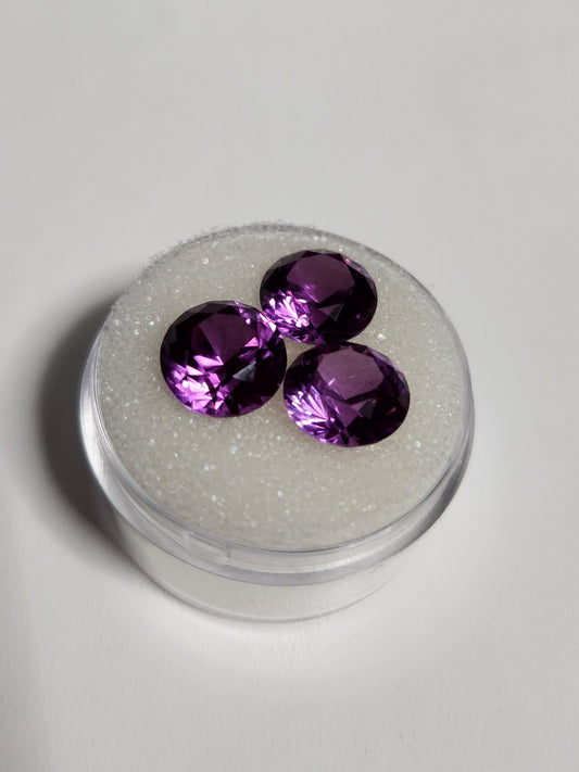Lab Amethyst Purple Loose Gemstones 3 pack 11 ct. total weight#127