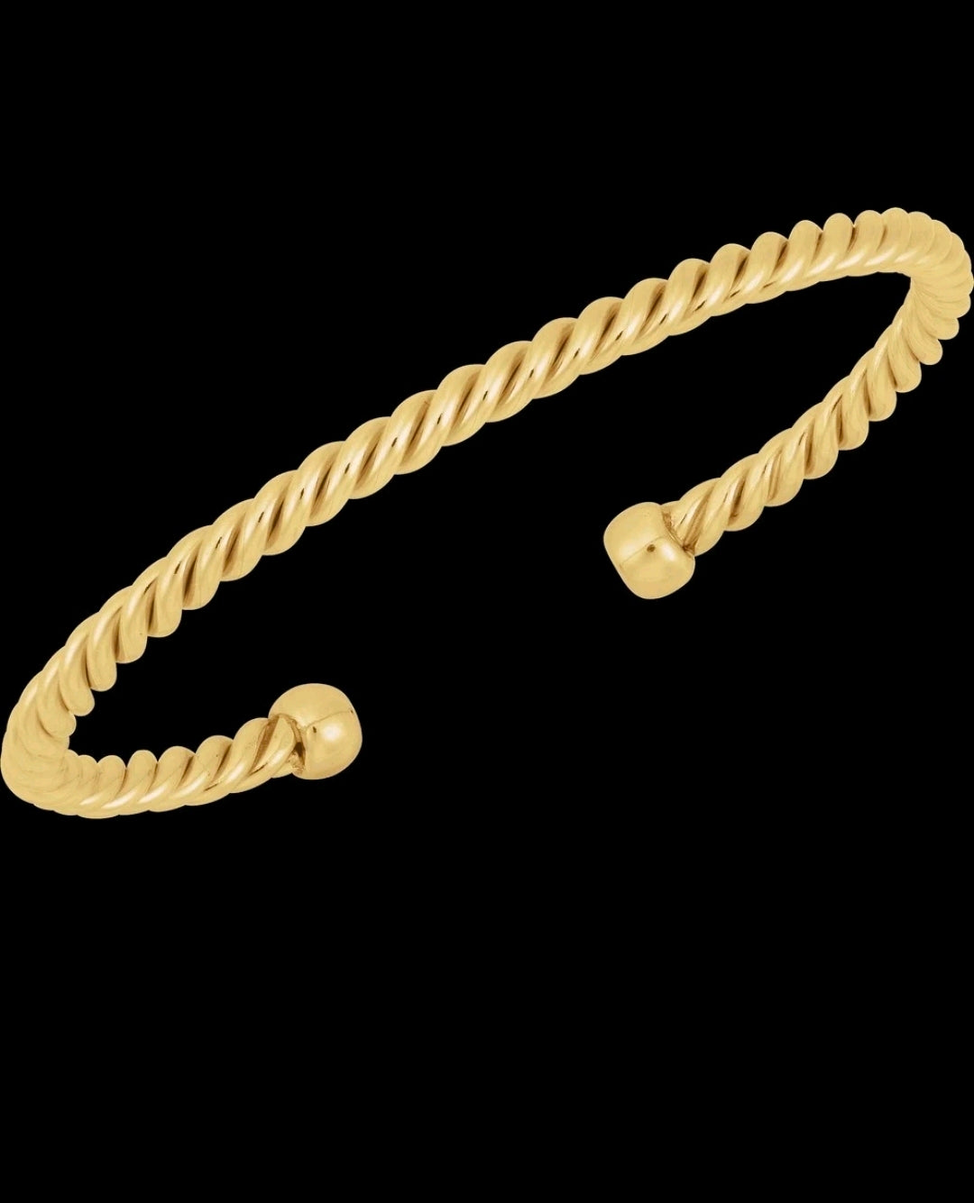 14k Yellow Gold Filled Rope Cuff Bracelet 4.4mm Round Gold 7in Cuff Closure. STU