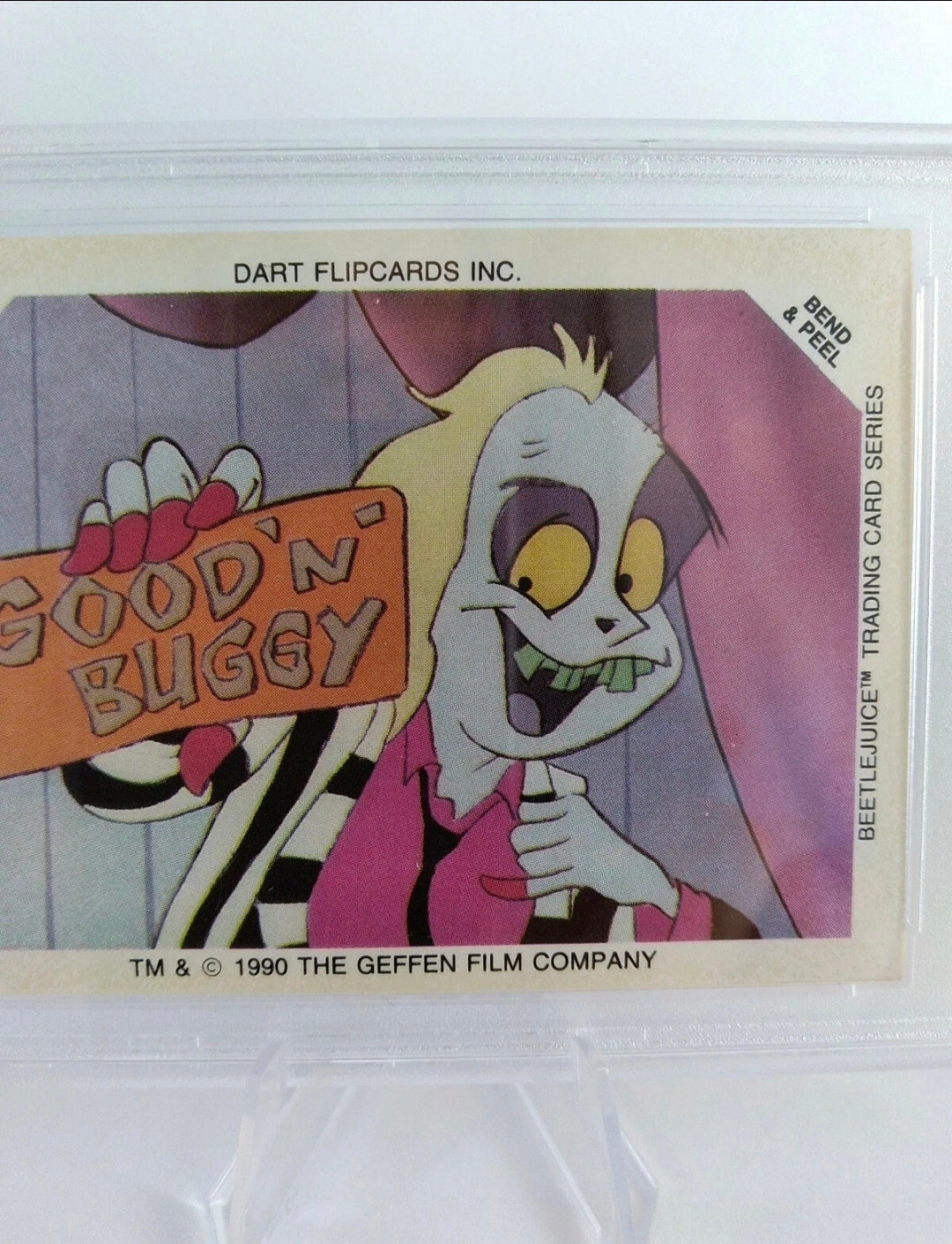 Beetlejuice Dart Flipcards 1990 Beetlejuice Good 'N' Buggy Stickers #4 PSA 9 Cert