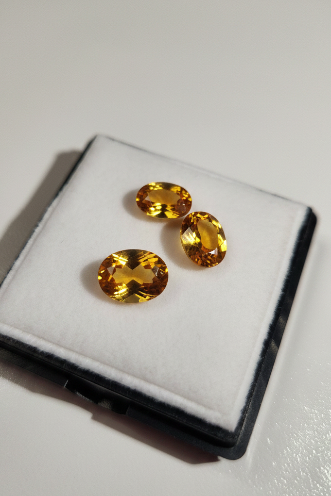 3 Pack of Beautiful Synthetic Yellow Gold Citrine Gemstones