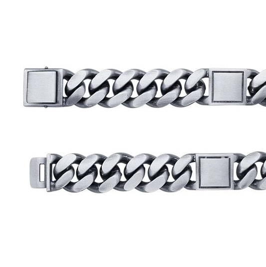 Sterling Silver Oxidized 11mm Curb Chain Bracelet with Stations. RIO