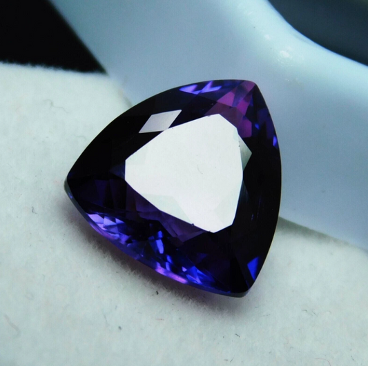 8 Ct Extremely Rare Natural Purple Tanzanite Trillion Certified Loose Gemstone
