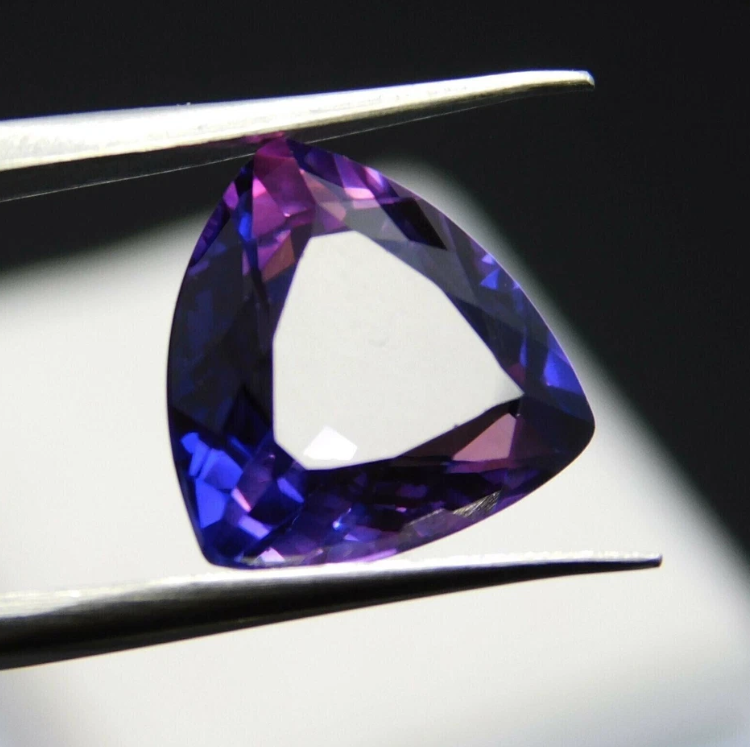 8 Ct Extremely Rare Natural Purple Tanzanite Trillion Certified Loose Gemstone