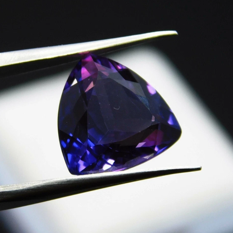 8 Ct Extremely Rare Natural Purple Tanzanite Trillion Certified Loose Gemstone