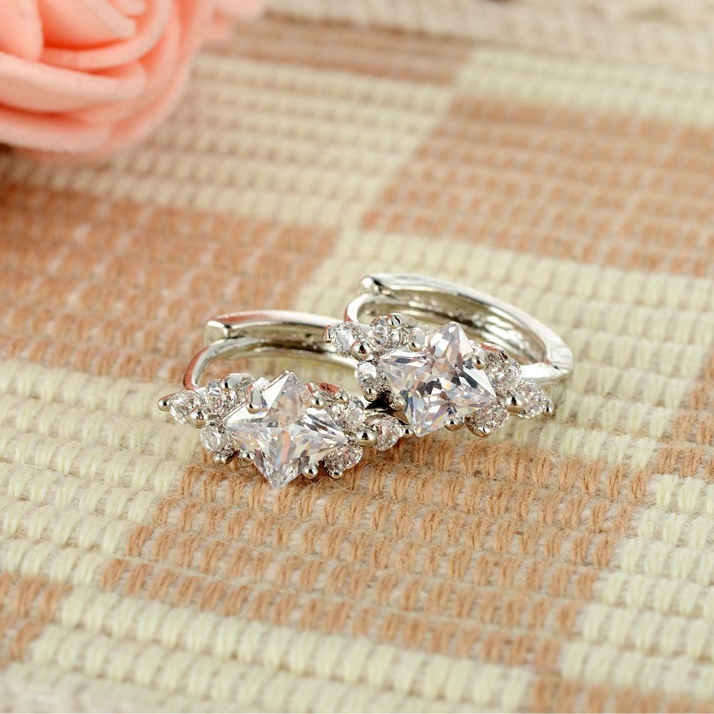 Ships from The United States - Square Zircon Earrings Gold Plated