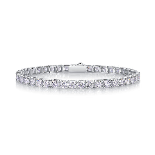Goldz.vip - Silver Tennis Bracelet with Moissanite Gemstones - United States Seller - Dripped out Ice - Dances Rainbow Colors