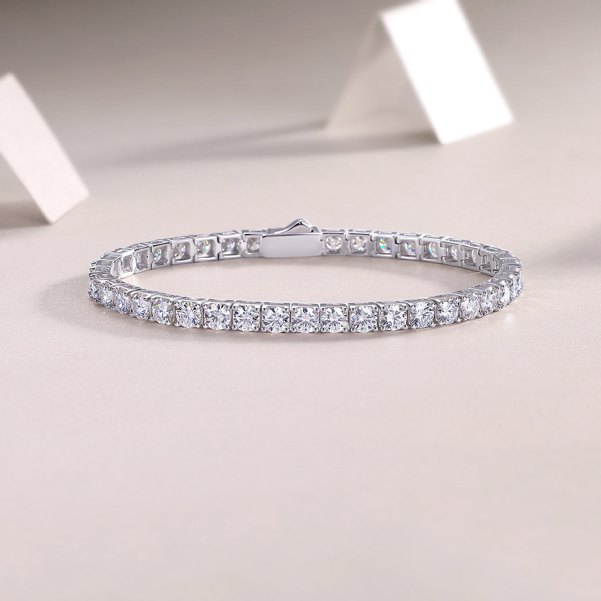 Goldz.vip - Silver Tennis Bracelet with Moissanite Gemstones - United States Seller - Dripped out Ice - Dances Rainbow Colors