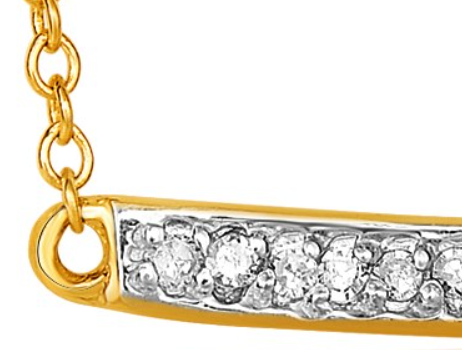14k Yellow Gold 18 inch Necklace with Gold and Diamond Bar (1/10 cttw) RC