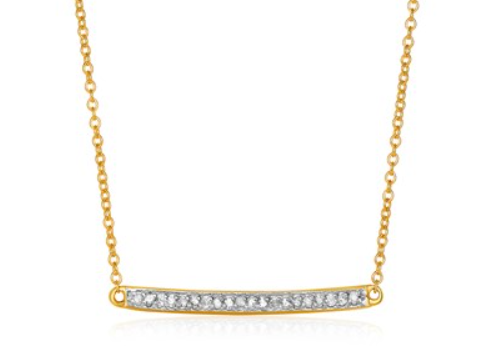 14k Yellow Gold 18 inch Necklace with Gold and Diamond Bar (1/10 cttw) RC