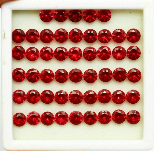 30.30 Total .Ct Weight Red Ruby Round Cut 6mm 40 Pcs Lot Loose Gemstone