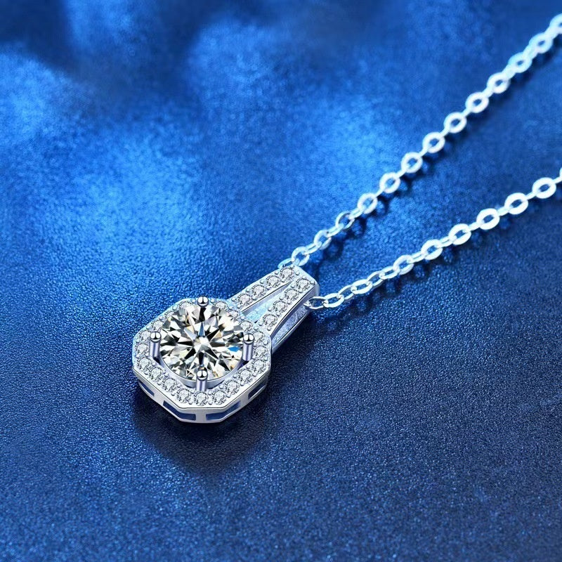 Moissanite  Silver Necklace For Women All-match