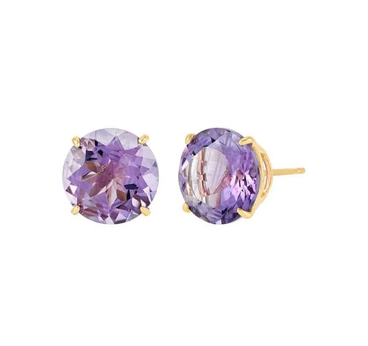 14K Yellow Gold Amethyst-Set Stud Earrings Rio