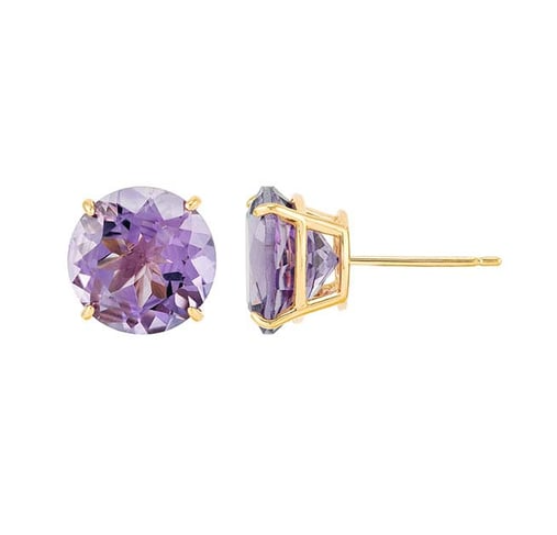 14K Yellow Gold Amethyst-Set Stud Earrings Rio