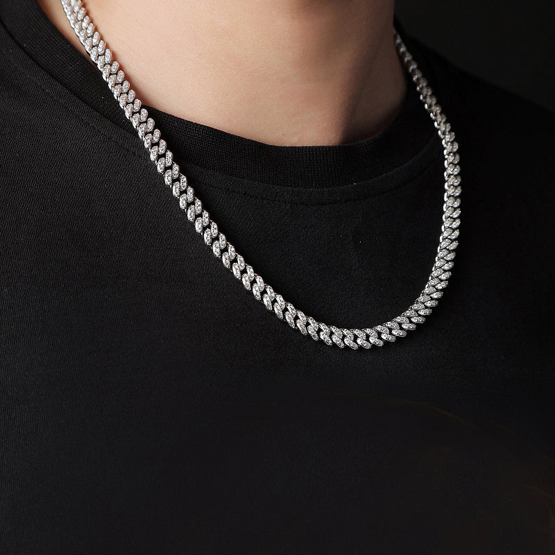Goldz.vip Miami Link Cuban Necklace iced out in Moissanite Diamond bling