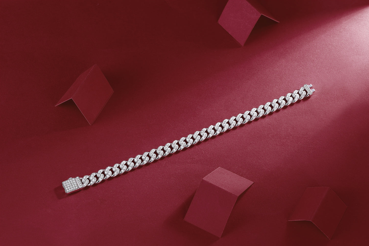 Goldz.vip - Silver Bracelet with Moissanite Gemstones - Sparkles Fire Rainbow Colors and will PASS a Diamond Tester