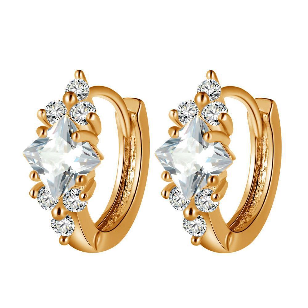 Ships from The United States - Square Zircon Earrings Gold Plated