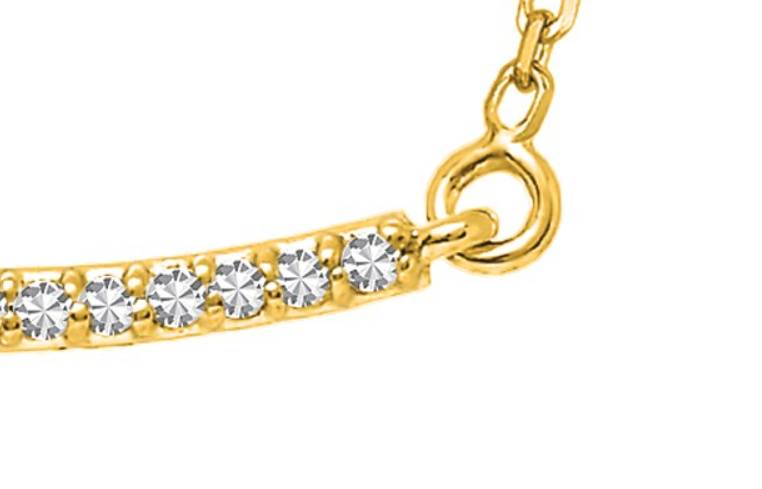 Curved Diamond Embellished Cross Necklace in 14k Yellow Gold (.11cttw) RC