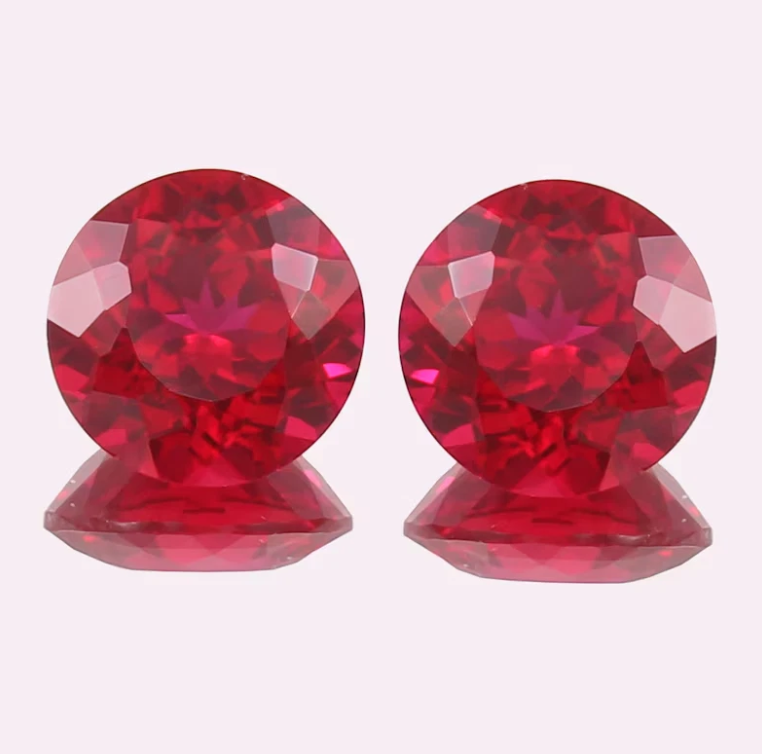 5.80 Ct Pair of 9 mm Natural Red Ruby Round Cut Loose Gemstones Certified R4