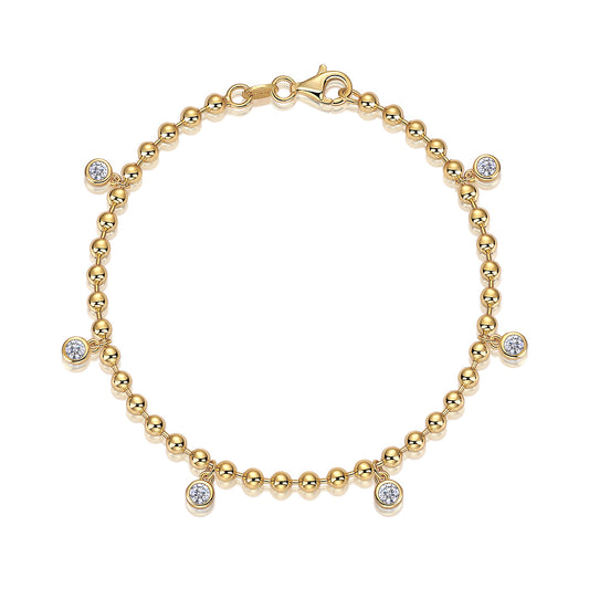 S925 Silver Bracelet Gold Plated with Moissanite Diamond