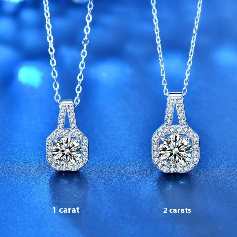 Moissanite  Silver Necklace For Women All-match