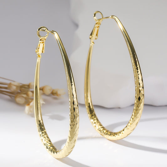 Ships from the USA - Golden Glossy Spring Fastener Egg-shaped Earrings Hypoallergenic
