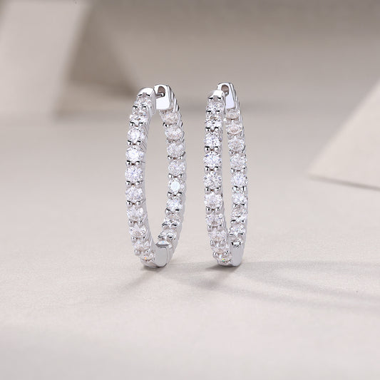 Ships from The United States - Silver Moissanite Hoop Earrings - Luxury Jewelry from Goldz.vip