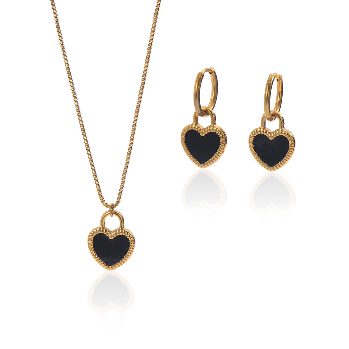 Ships from The United States - 18K Gold Plated Heart Earrings and Necklace Set - Jewelry by Goldz.vip