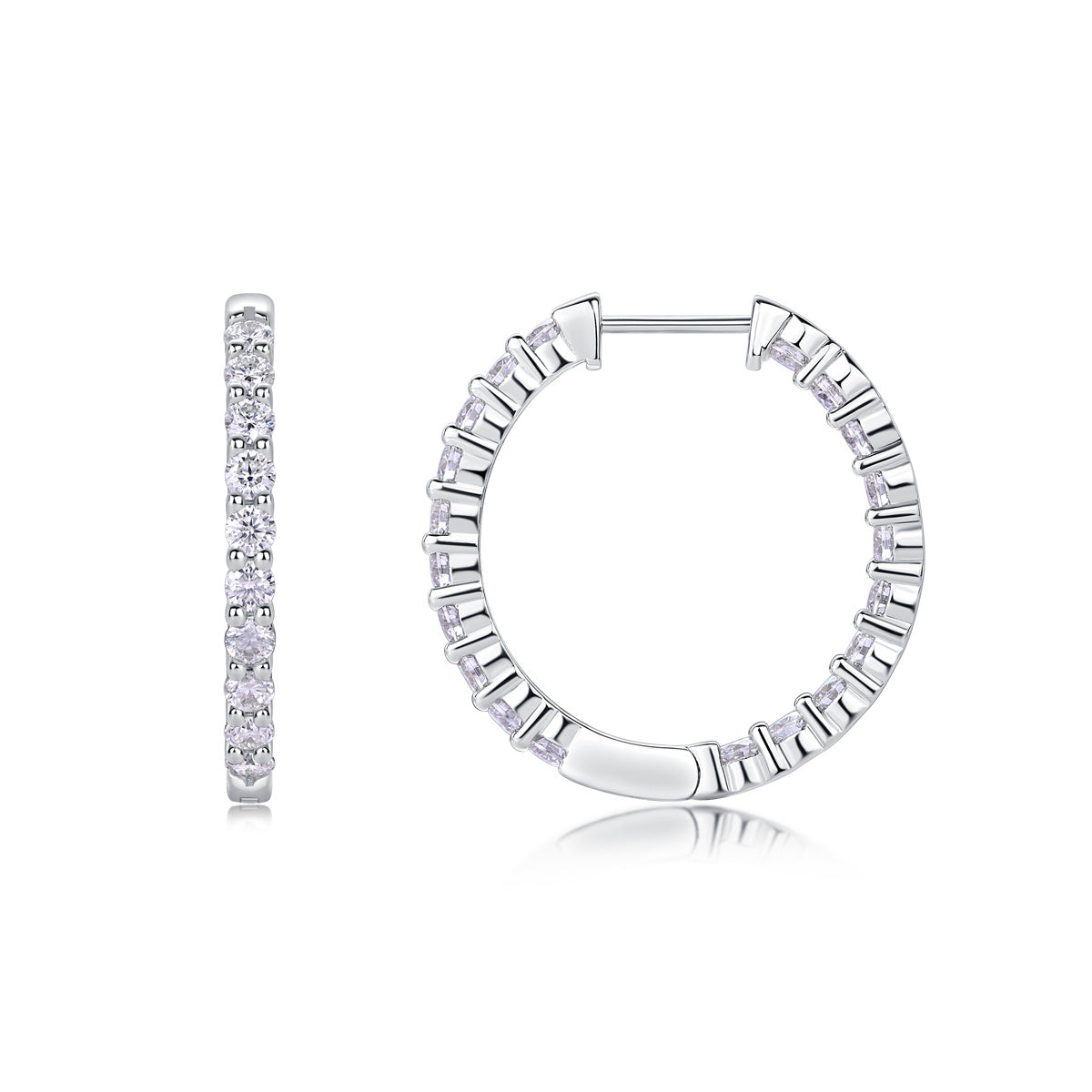 Ships from The United States - Silver Moissanite Hoop Earrings - Luxury Jewelry from Goldz.vip